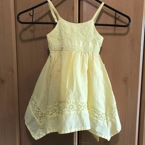 Tahari Yellow Embroidered Handkerchief Dress